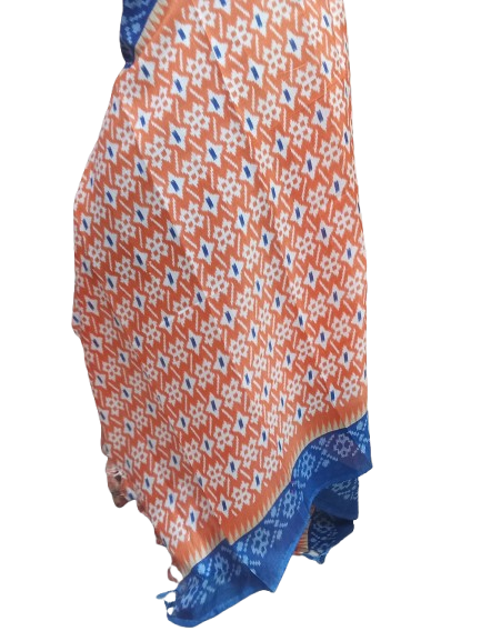 Women Long Dupatta Stole Silk Handmade Kalamkari Dupatta