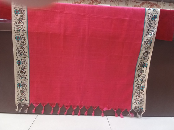 Women Long Dupatta Stole Silk Handmade Kalamkari Dupatta
