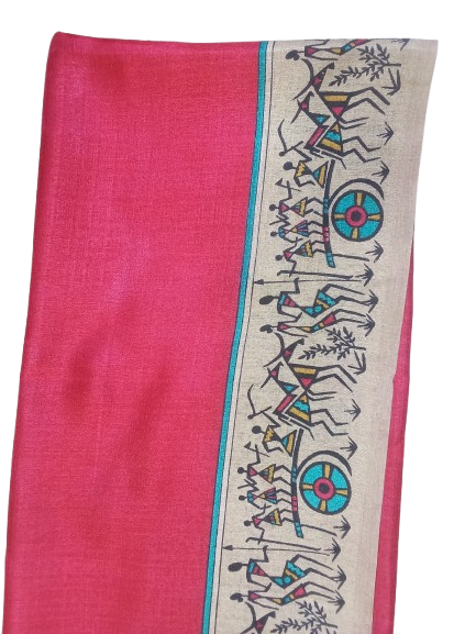 Women Long Dupatta Stole Silk Handmade Kalamkari Dupatta