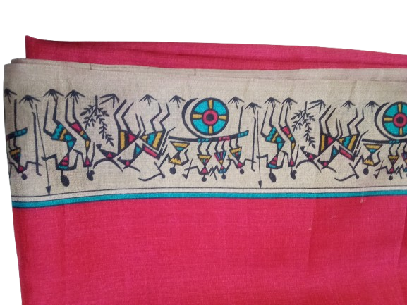 Women Long Dupatta Stole Silk Handmade Kalamkari Dupatta