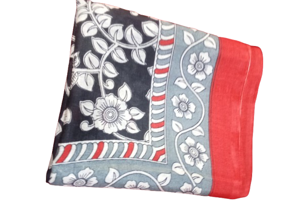 Silk Handmade Kalamkari Dupatta for Women - Long Stole