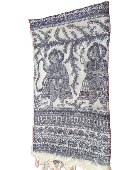 Women Long Dupatta Stole Silk Handmade Kalamkari Dupatta