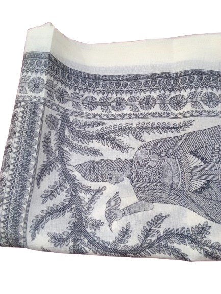 Women Long Dupatta Stole Silk Handmade Kalamkari Dupatta