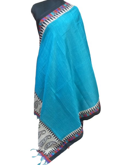Women Long Dupatta Stole Silk Handmade Kalamkari Dupatta