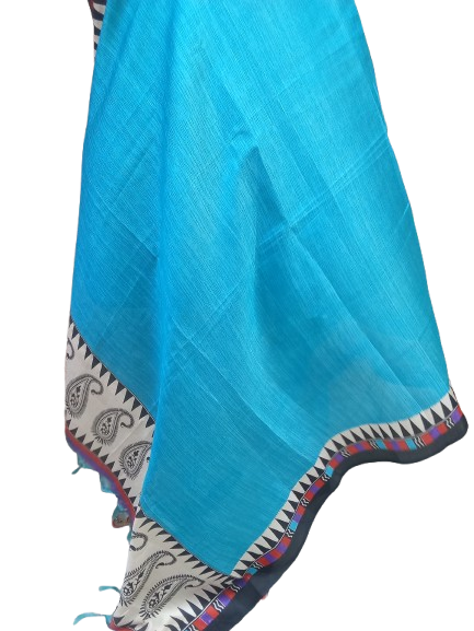 Women Long Dupatta Stole Silk Handmade Kalamkari Dupatta