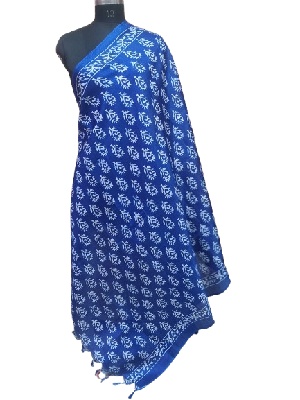 Women Long Dupatta Stole Silk Handmade Kalamkari Dupatta