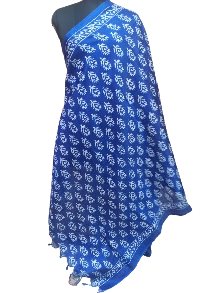 Women Long Dupatta Stole Silk Handmade Kalamkari Dupatta