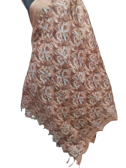 Women Long Dupatta Stole Silk Handmade Kalamkari Dupatta
