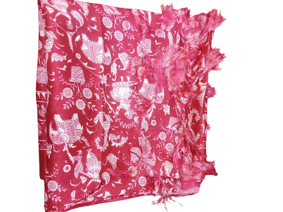 Women Long Dupatta Stole Silk Handmade Kalamkari Dupatta