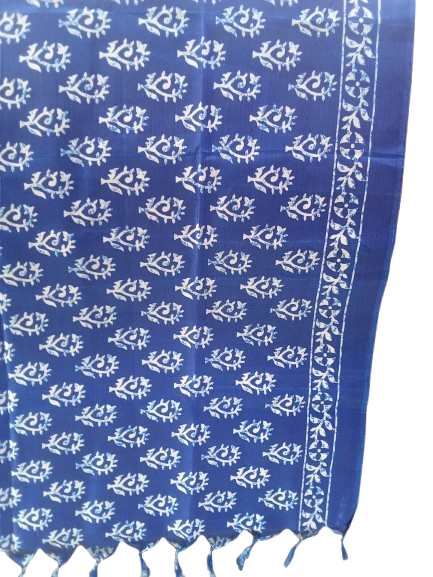 Women Long Dupatta Stole Silk Handmade Kalamkari Dupatta