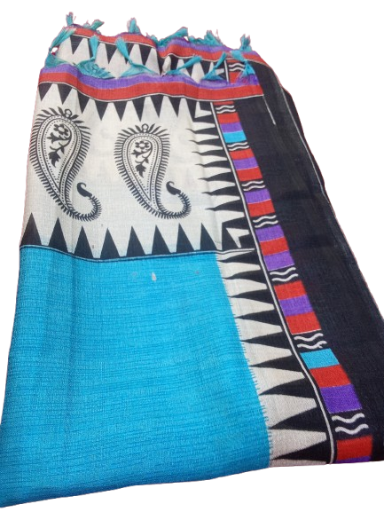 Women Long Dupatta Stole Silk Handmade Kalamkari Dupatta