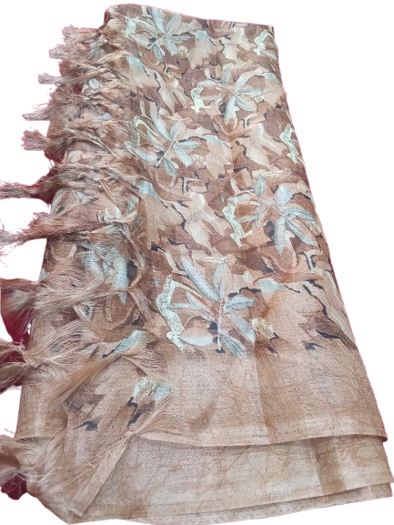 Women Long Dupatta Stole Silk Handmade Kalamkari Dupatta