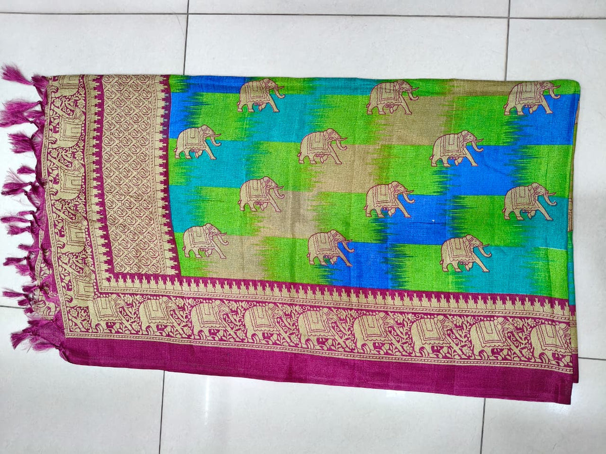Wedding Dupatta Multicolor for Women Phulkari Bridal Silk