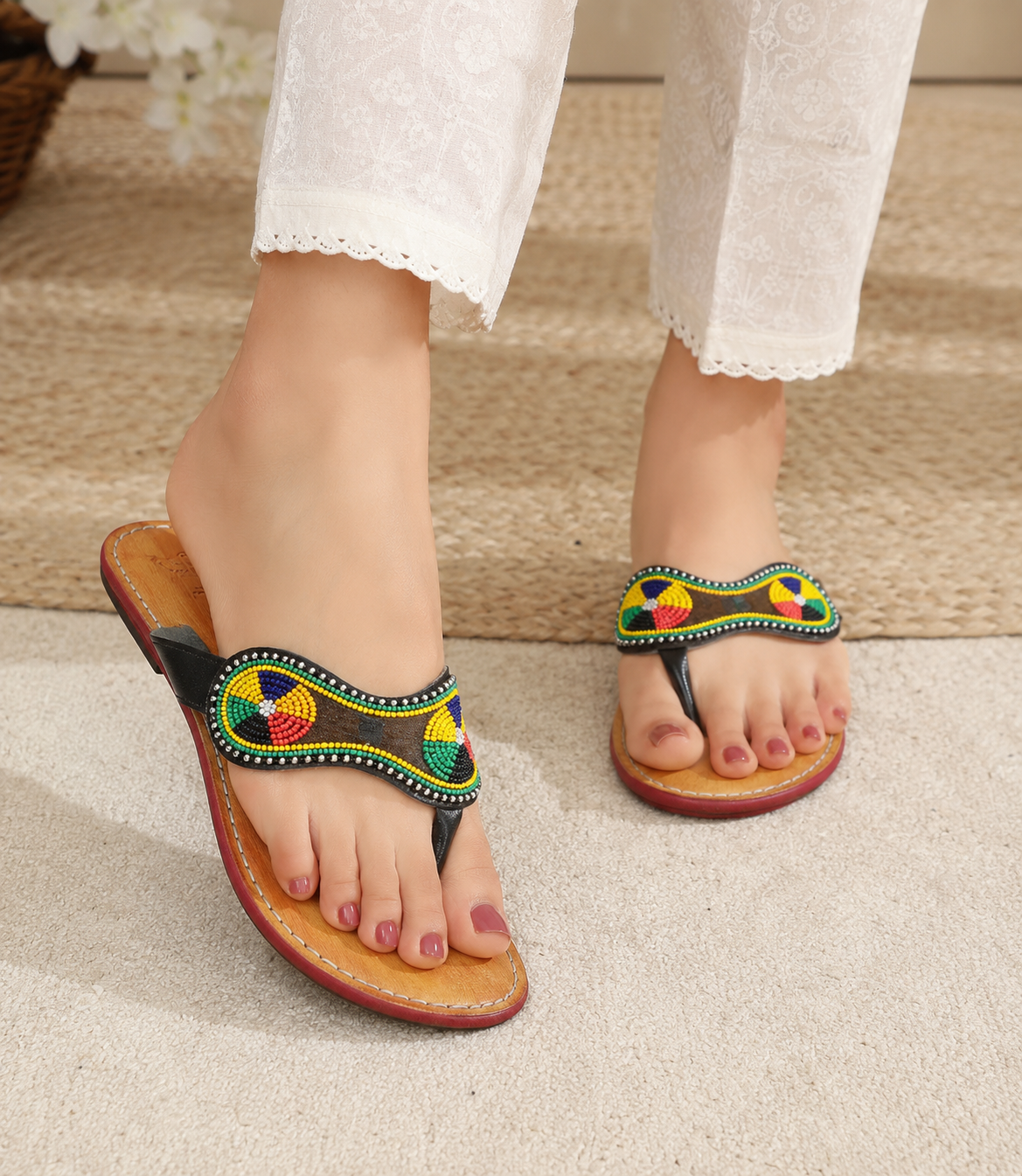 Handmade Bridal Slippers Camel Ethnic Flats