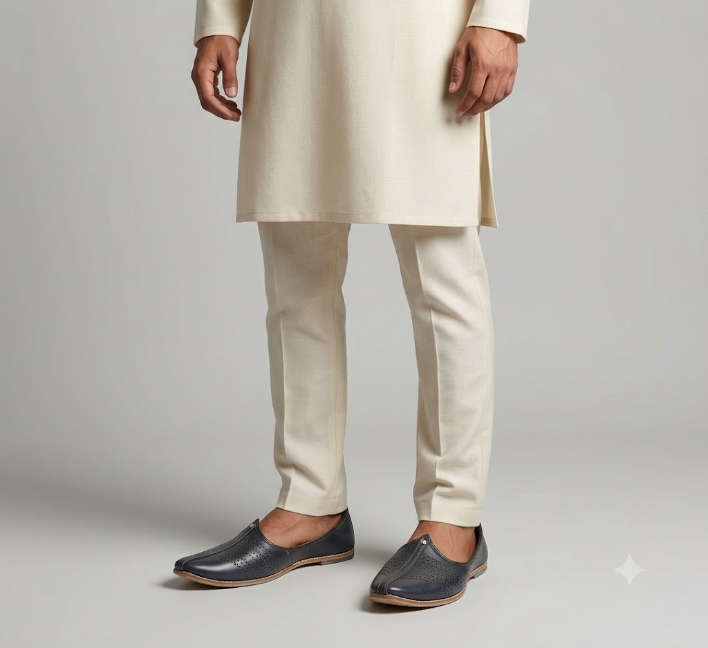 Traditional Indian Leather Men Jutti Black Mojari