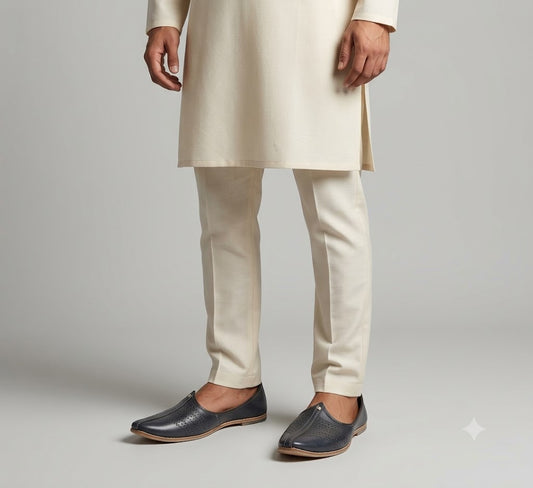 Traditional Indian Leather Men Jutti Black Mojari