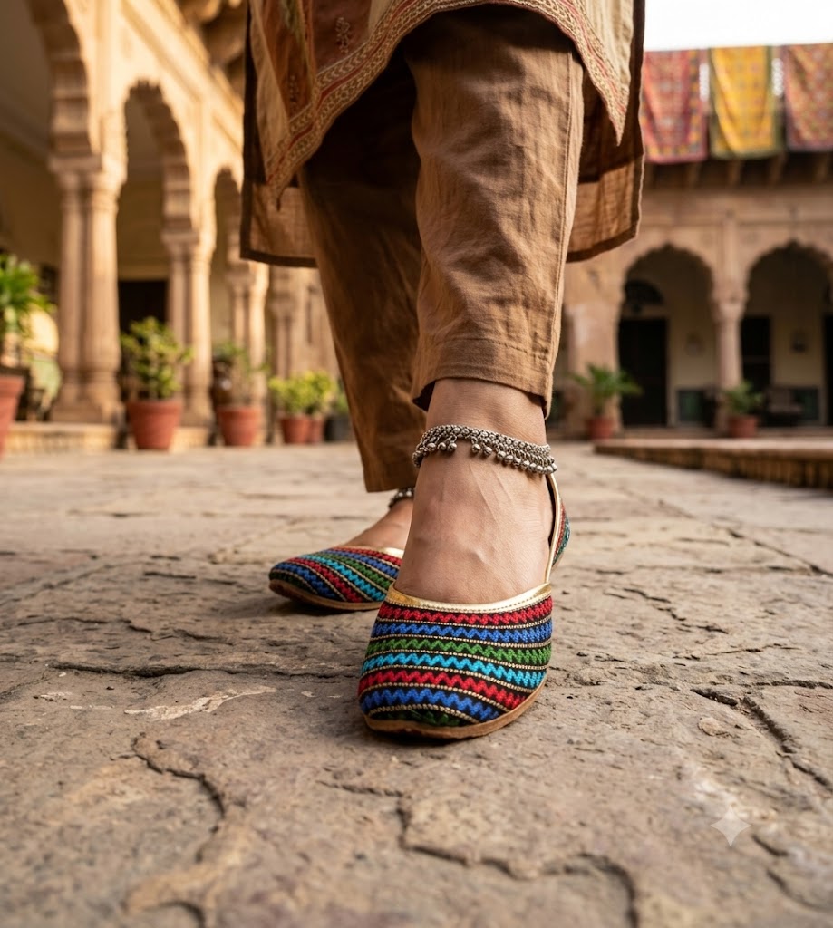 Handmade Bridal Khussa Multi-Color Ethnic Flats