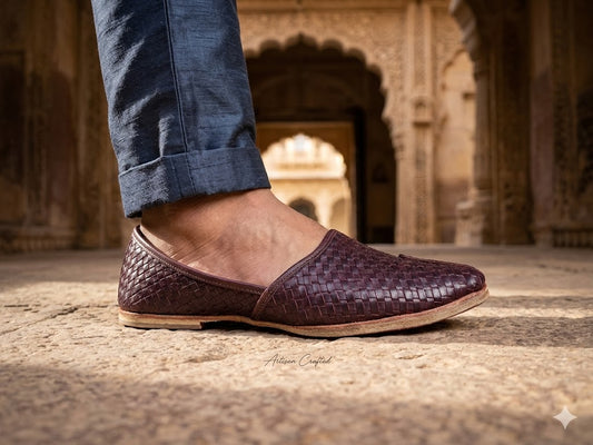 Traditional Indian Mojari Shoes Brown Wedding Jutties