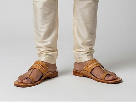 Handmade Ethnic Slippers for Men Cream Leather