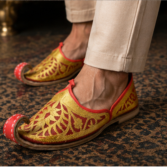 Handmade Aladdin Khussa Men Shoes Traditional Mojari