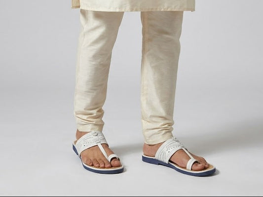 Men Casual Cream Slippers Handmade Leather