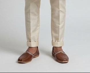 Handmade Leather Mojari Shoes for Men Brown Jutti