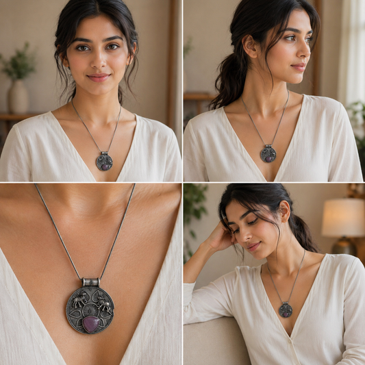 Women Boho Tibetan Pendant Necklace