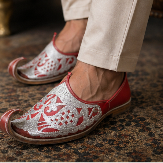 Handmade Aladdin Khussa Shoes Traditional Mojari