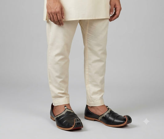 Traditional Leather Khussa Casual Jutti for Men Black