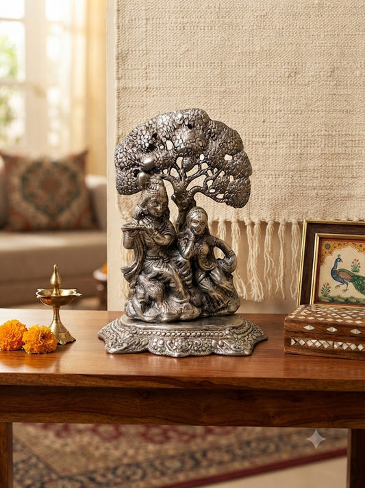 Jaipur Crafts Radha Krishna Designer Showpiece Silver Oxidised Brass