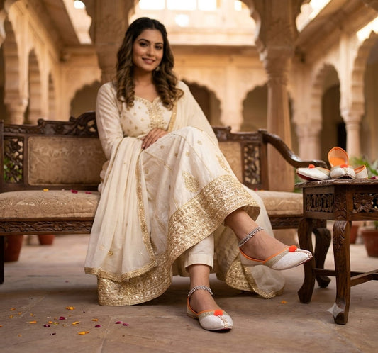Handmade Bridal Mojari Multicolor Ethnic Flats Jutti
