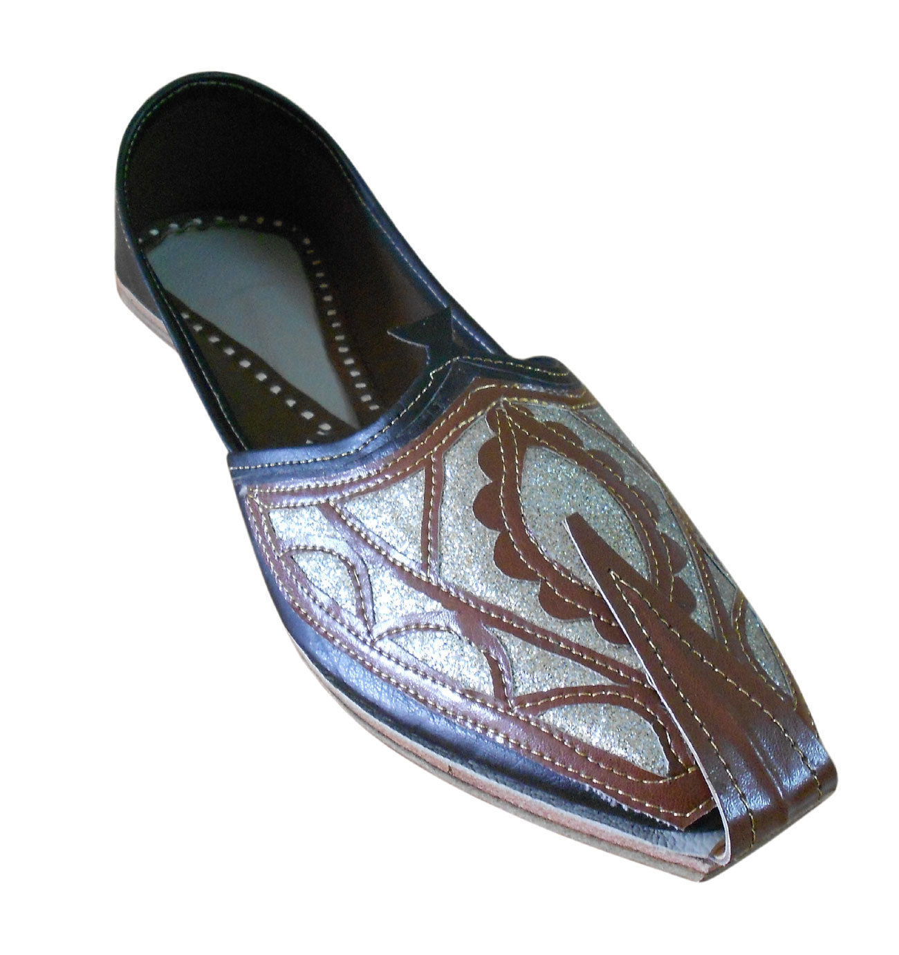 By Kalra Creations Men Shoes Indian Leather Mojaries Handmade Handmade Punjabi Black Jutties Flip-Flops Flat US 7-10