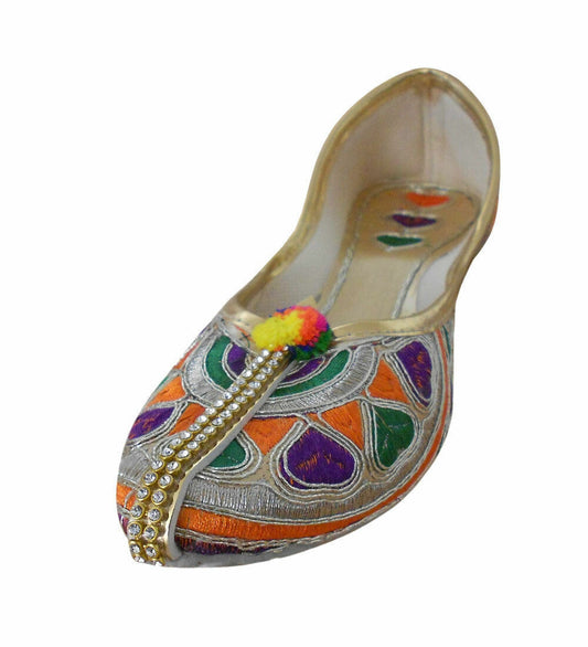 By Kalra Creations Women Shoes Indian Wedding Punjabi Jutties Handmade Leather Mojaries Flip-Flops Flat US 5-8
