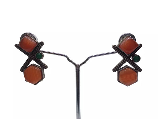 Women Silver Oxidised Earring Effect Stud Earrings For Women And Girl By Kalra Creations
