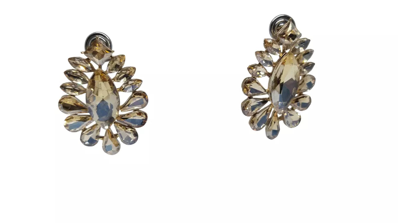 Women Jewelry Indian Gold Tone Stone Bollywood Style Bridal Brass Earrings