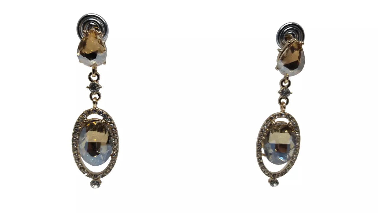 Women Jewelry Indian Rose Gold Tone Stone Bollywood Style Bridal Brass Earrings