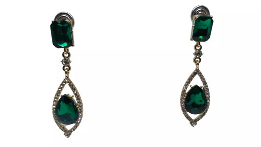 Women Jewelry Indian Rose Gold Green Stone Bollywood Style Bridal Brass Earrings By Kalra Creations