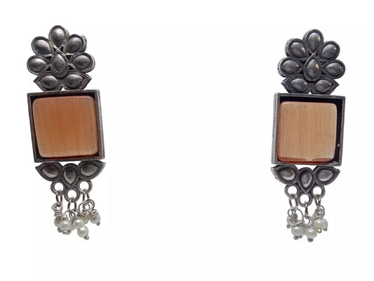 Women Earrings Brown Tops Jewelry Indian Bollywood Style Bridal Brass Earrings By Kalra Creations