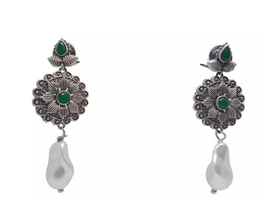 Women Jewelry Indian Earrings Bollywood Style Bridal Brass Green Stone Earrings