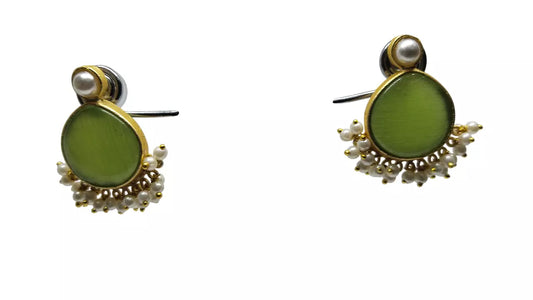 Women Jewelry Indian Earrings Bollywood Style Bridal Brass Green Stone Earrings