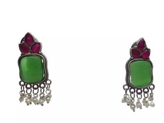 Women Earrings Jewelry Indian Bollywood Style Bridal Brass Stone Earrings