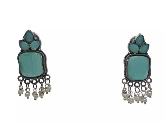 Women Earrings Jewelry Indian Bollywood Style Bridal Brass Stone Earrings