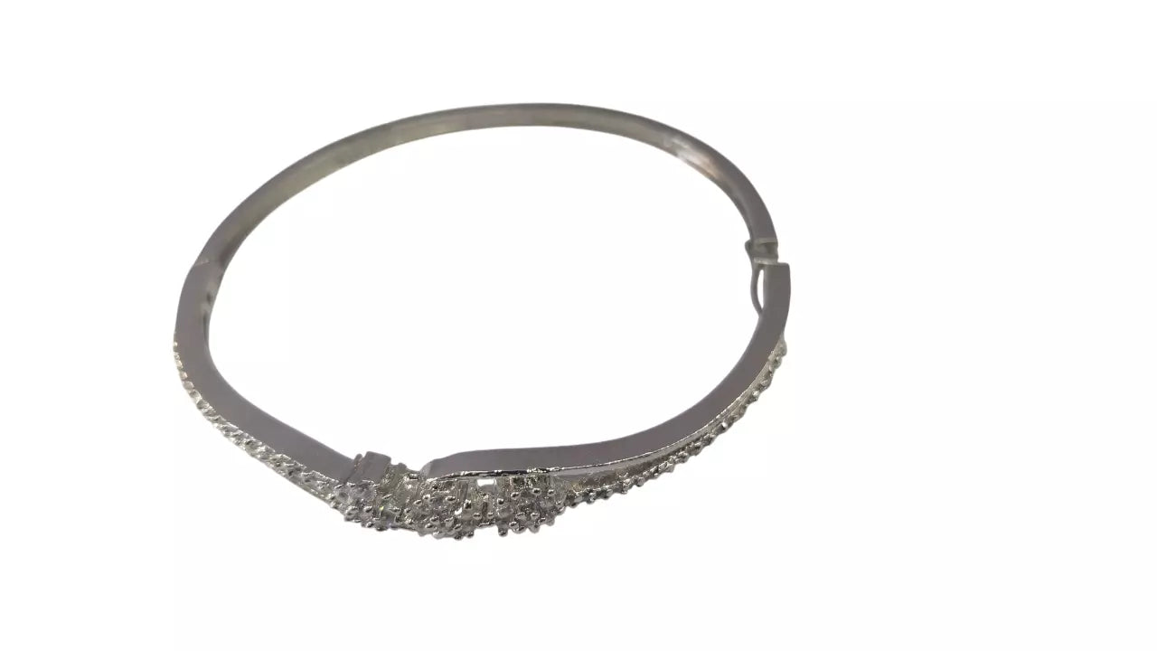 Women Bracelet Silver Plated Indian Jewelery Stone Kada Bracelet AD