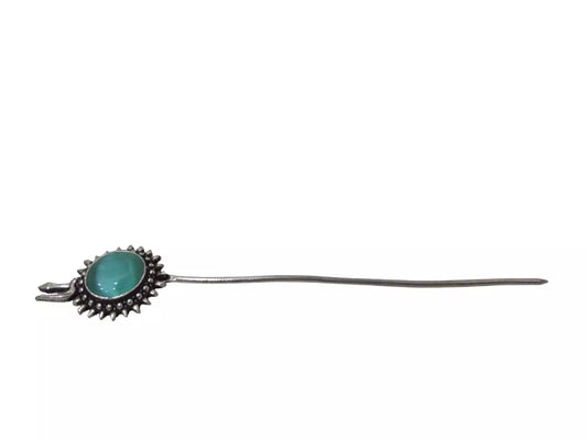 Women Flower Print Oxidised Sliver Brass Matel Juda Pin Stick for Girls/Womens By Kalra Creations