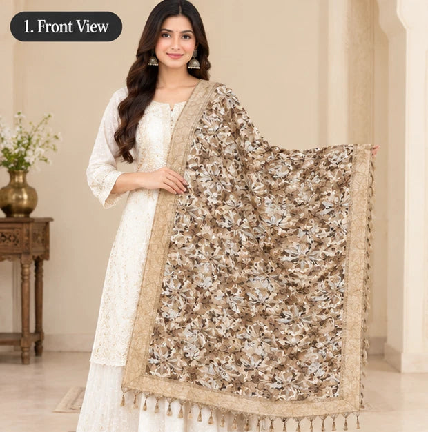 Wedding Dupatta Multicolor for Women Phulkari Bridal Silk