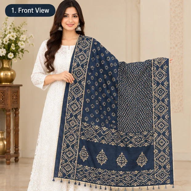 Wedding Multicolor Dupatta for Women Phulkari Bridal Silk