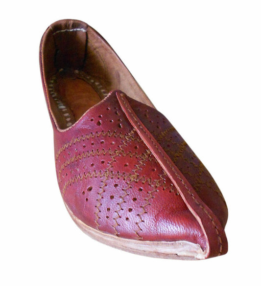 By Kalra Creations Men Shoes Leather Mojaries Indian Handmade Genuine Cherry Jutties Flip-Flops Flat US 9