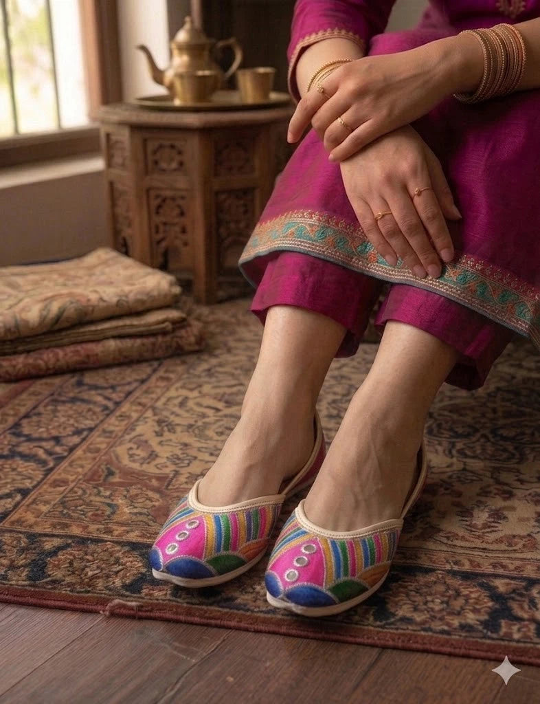 Women’s Punjabi Jutti Embroidered Multicolor Mojari