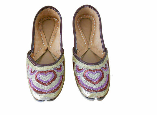 By Kalra Creations Women Shoes Indian Handmade Ethnic Wedding Khussa Loafers Leather Mojaries Flip-Flops Flat US 5.5-7.5