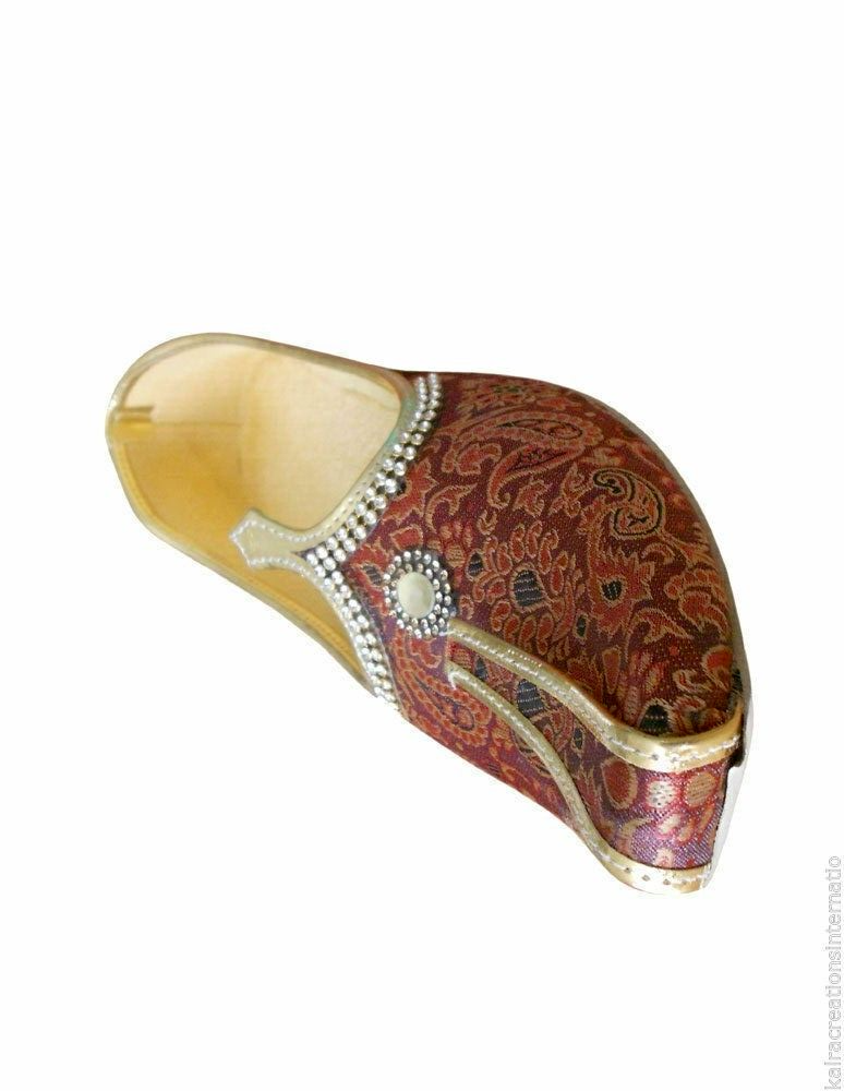 Men Shoes Traditional Mojaries Wedding Leather Maroon Jutties Loafers & Slip Ons Flip-Flops Flat US 6